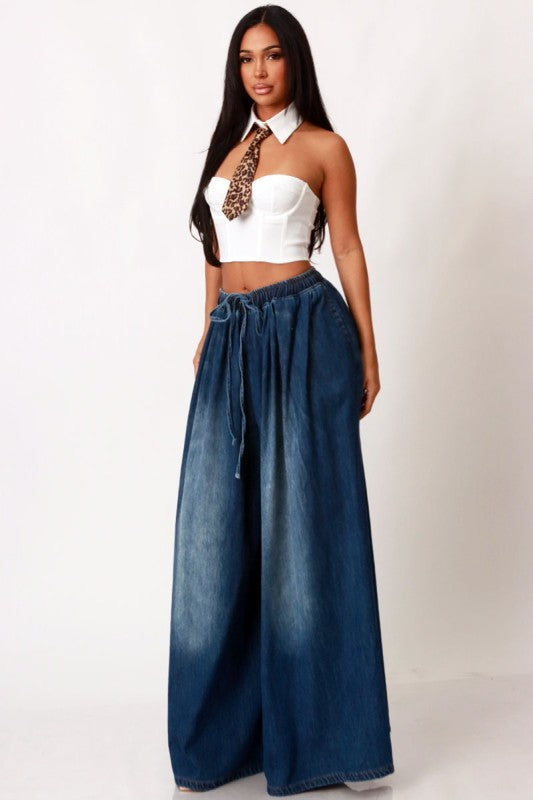 All Wide Elastic Waist Jean (Dark Denim)