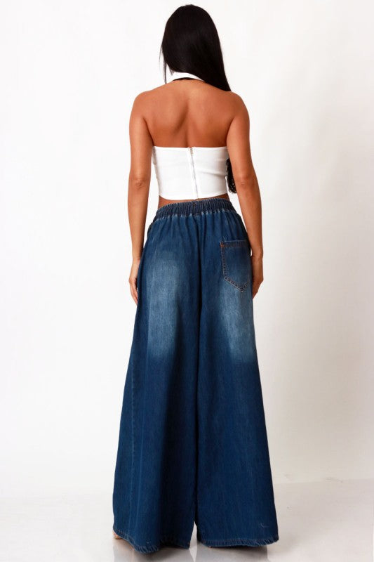 All Wide Elastic Waist Jean (Dark Denim)