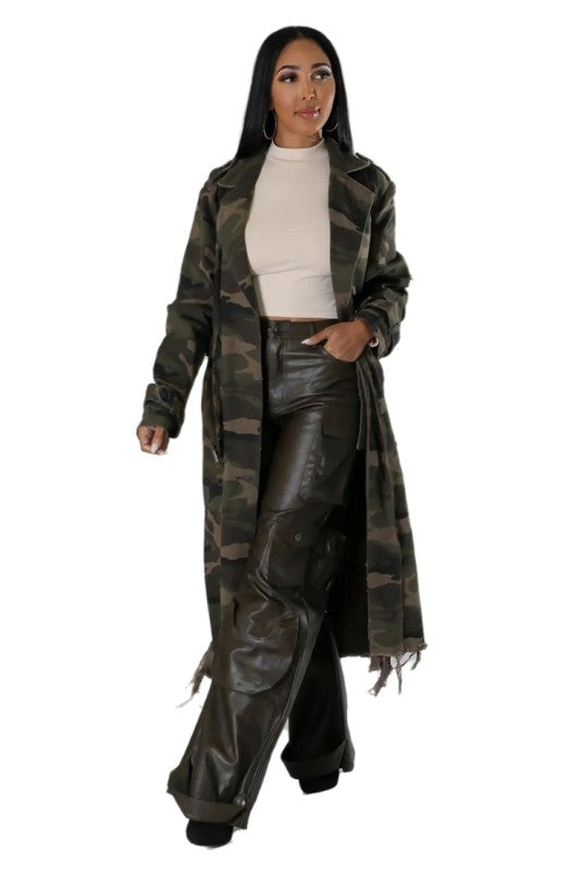 Battle it Out Distressed Camo Coat