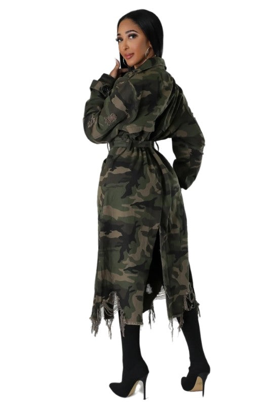 Battle it Out Distressed Camo Coat