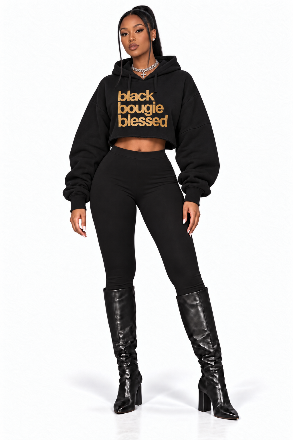Bougie Blessed Crop Hoodie
