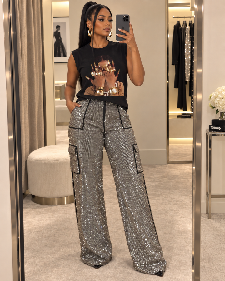 Stone Cold Rhinestone Pocket Pants