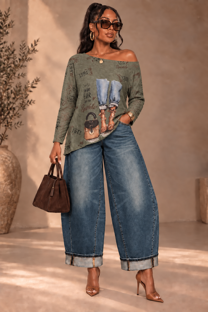 Booked &amp; Busy Oversized Graphic Top (Olive)