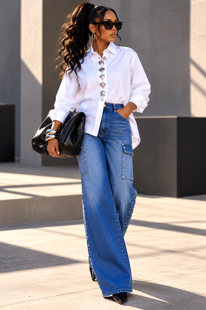 The Revel Luxe Pearl Cargo Jeans