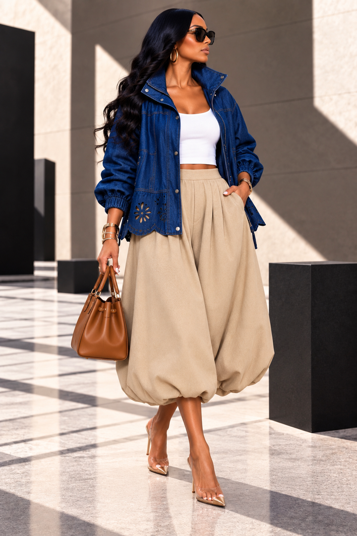 The Indigo Lace UP Denim Jacket