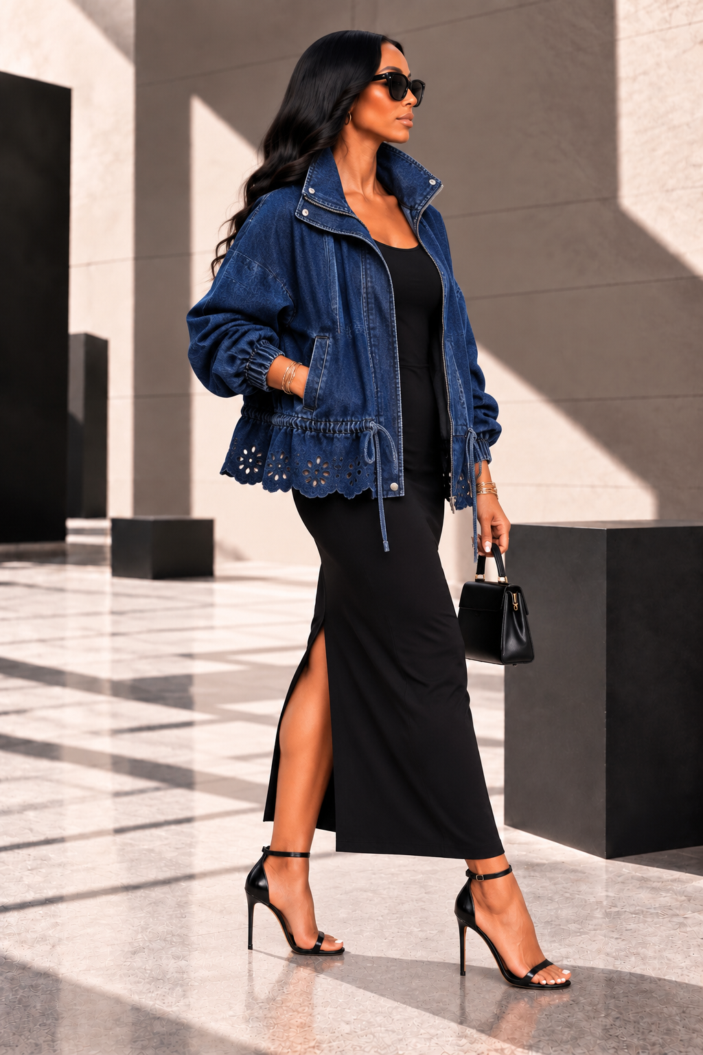 The Indigo Lace UP Denim Jacket