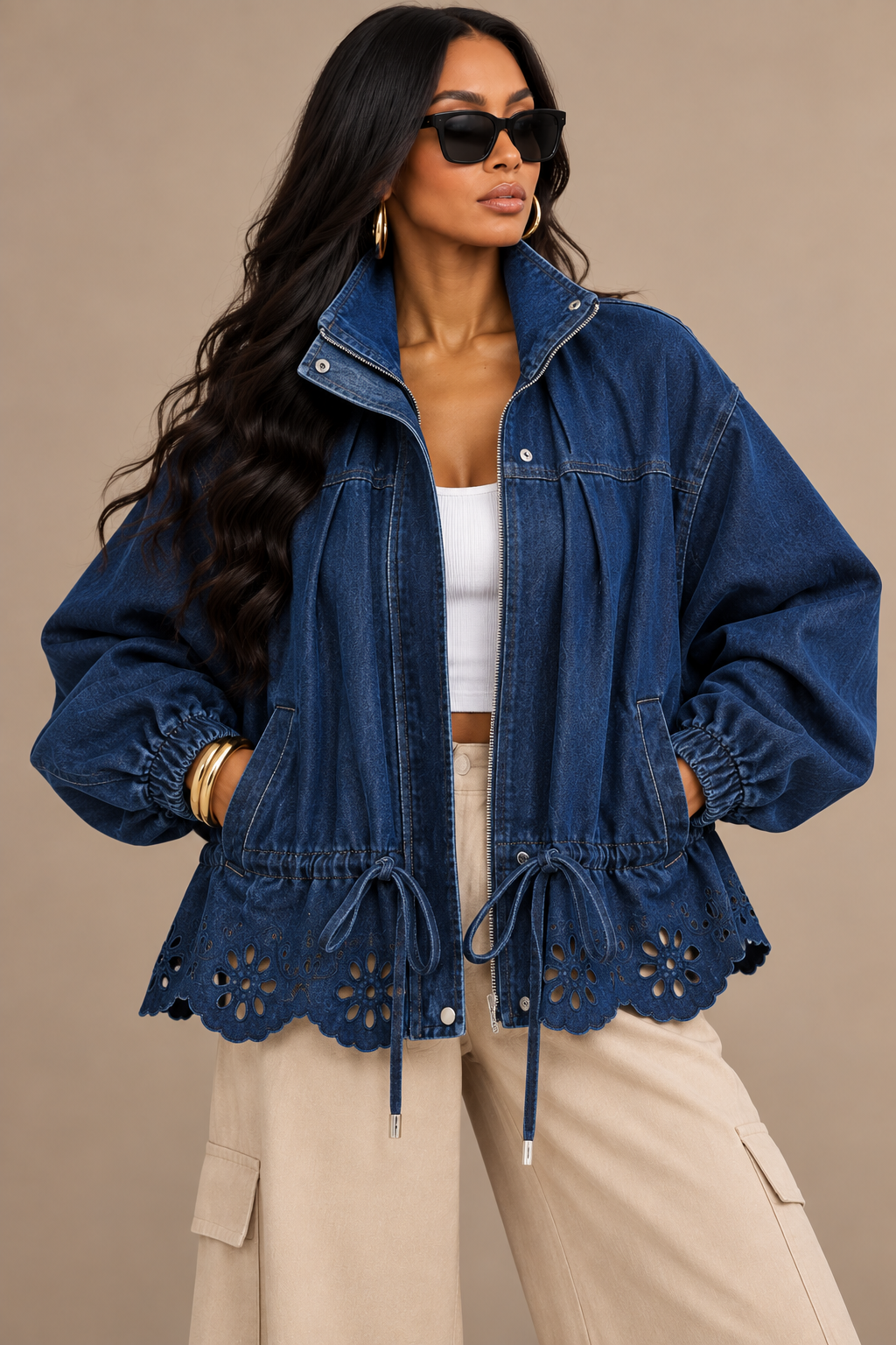 The Indigo Lace UP Denim Jacket