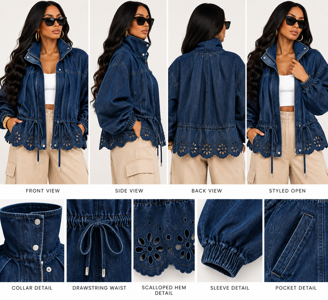 The Indigo Lace UP Denim Jacket