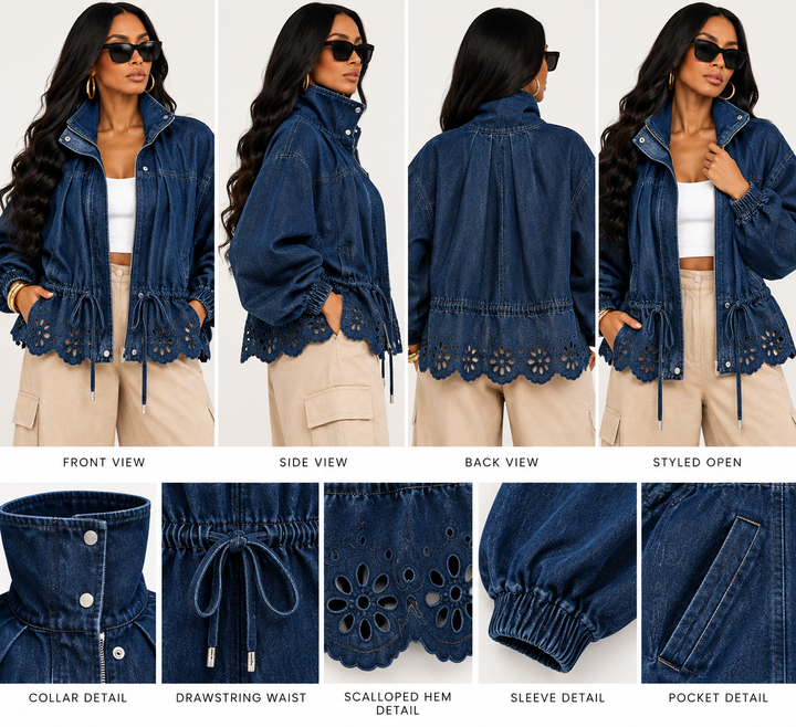 The Indigo Lace UP Denim Jacket