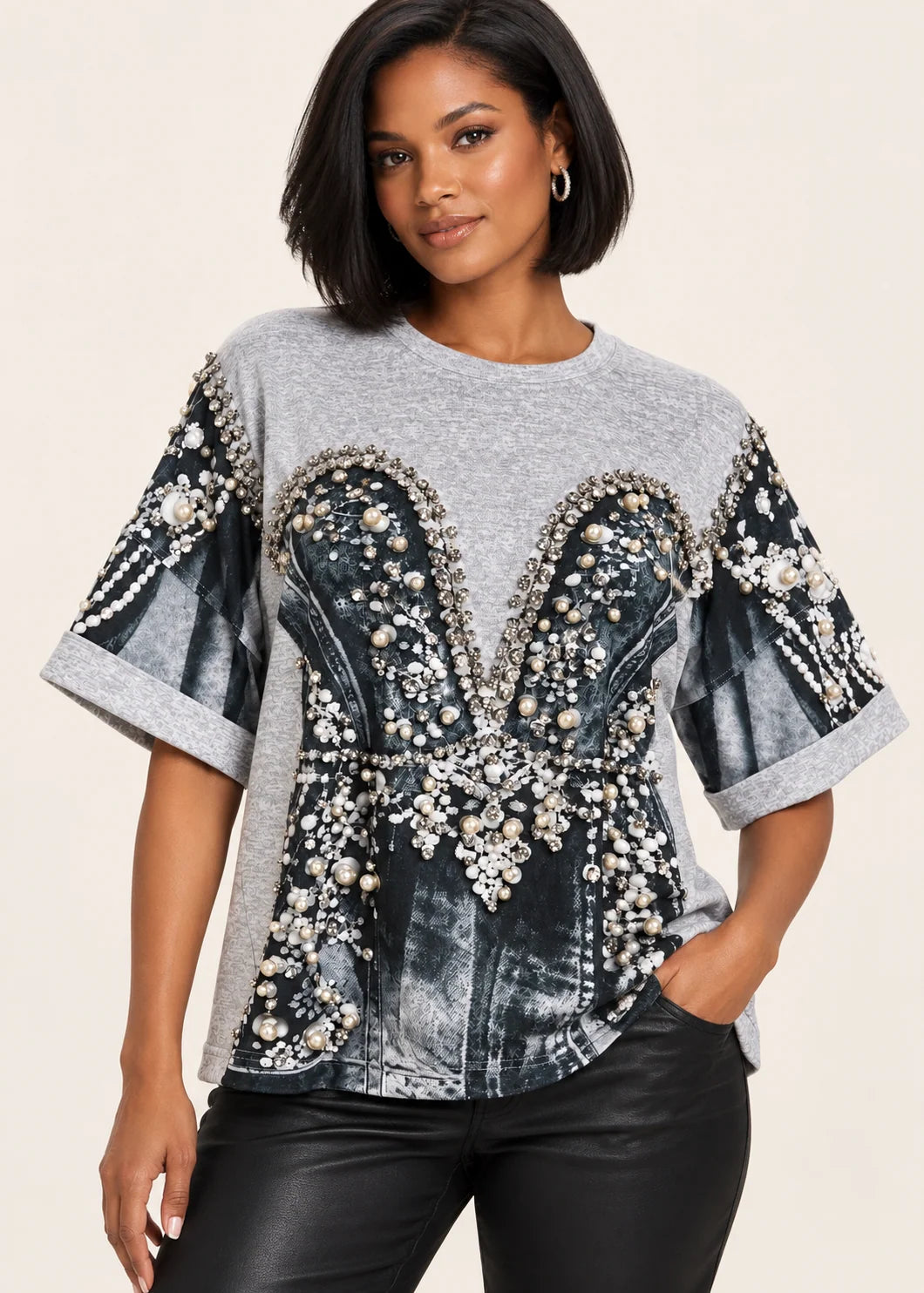 Pearl Pressure Embellished Tee