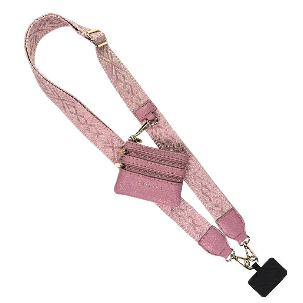 Clip &amp; Go Strap Jacquard design w/Zippered Pouch Classic Phone Holder