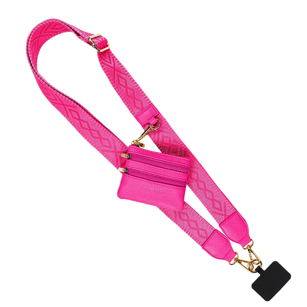 Clip &amp; Go Strap Jacquard design w/Zippered Pouch Classic Phone Holder