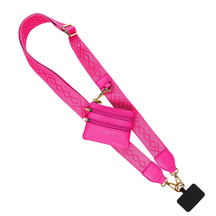 Clip &amp; Go Strap Jacquard design w/Zippered Pouch Classic Phone Holder