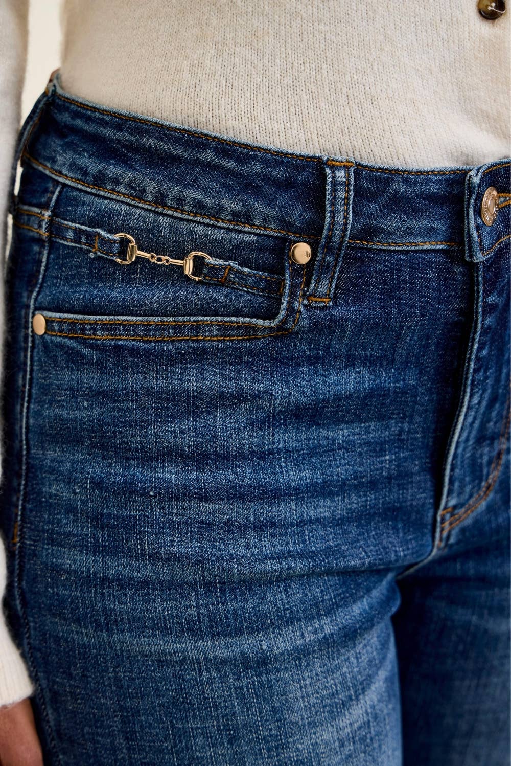 The Socialite| Judy Blue Dark Wash  Bootcut w/ Harness Trim