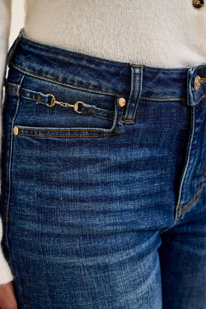 The Socialite| Judy Blue Dark Wash  Bootcut w/ Harness Trim