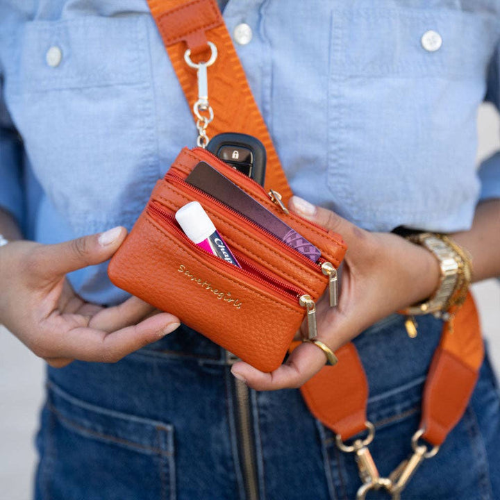 Clip &amp; Go Strap Jacquard design w/Zippered Pouch Classic Phone Holder