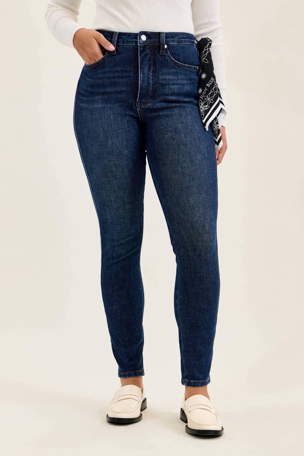 The Uptown| Judy Blue Dark Wash Skinny w/ Bandana Loop