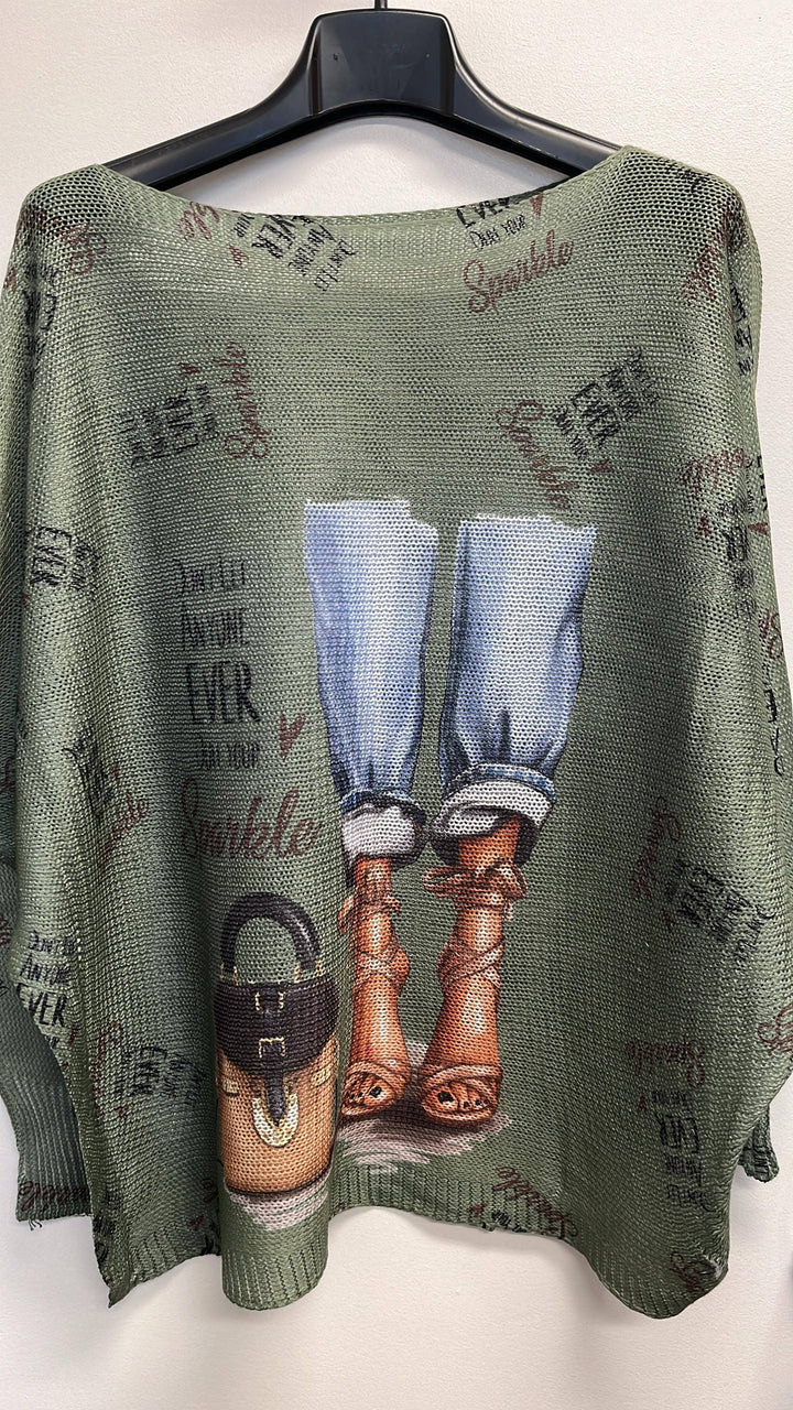 Booked &amp; Busy Oversized Graphic Top(Brown)