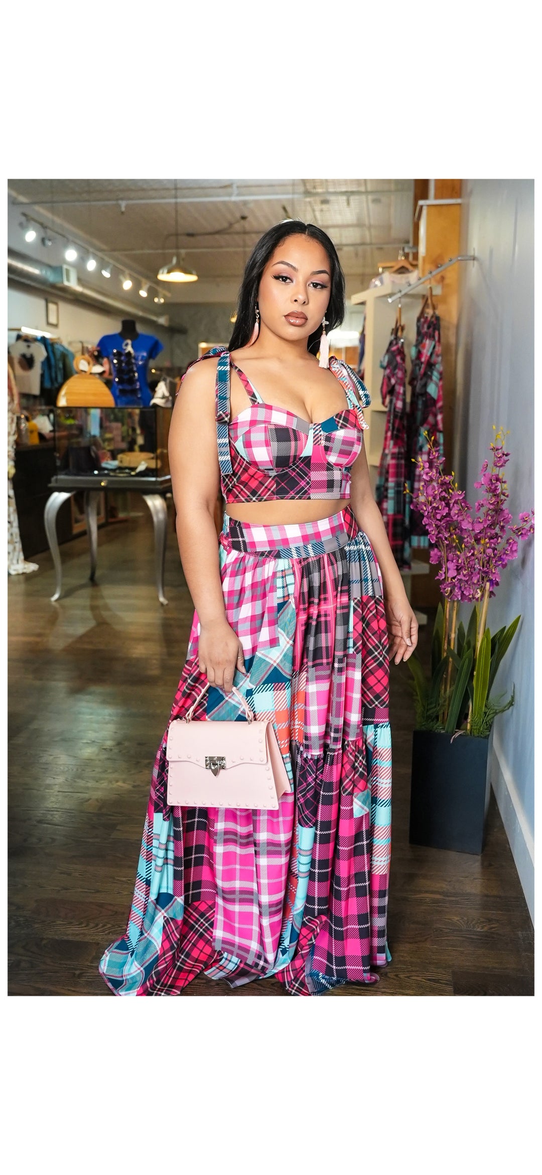 Vista Patchwork Colorful Skirt Set