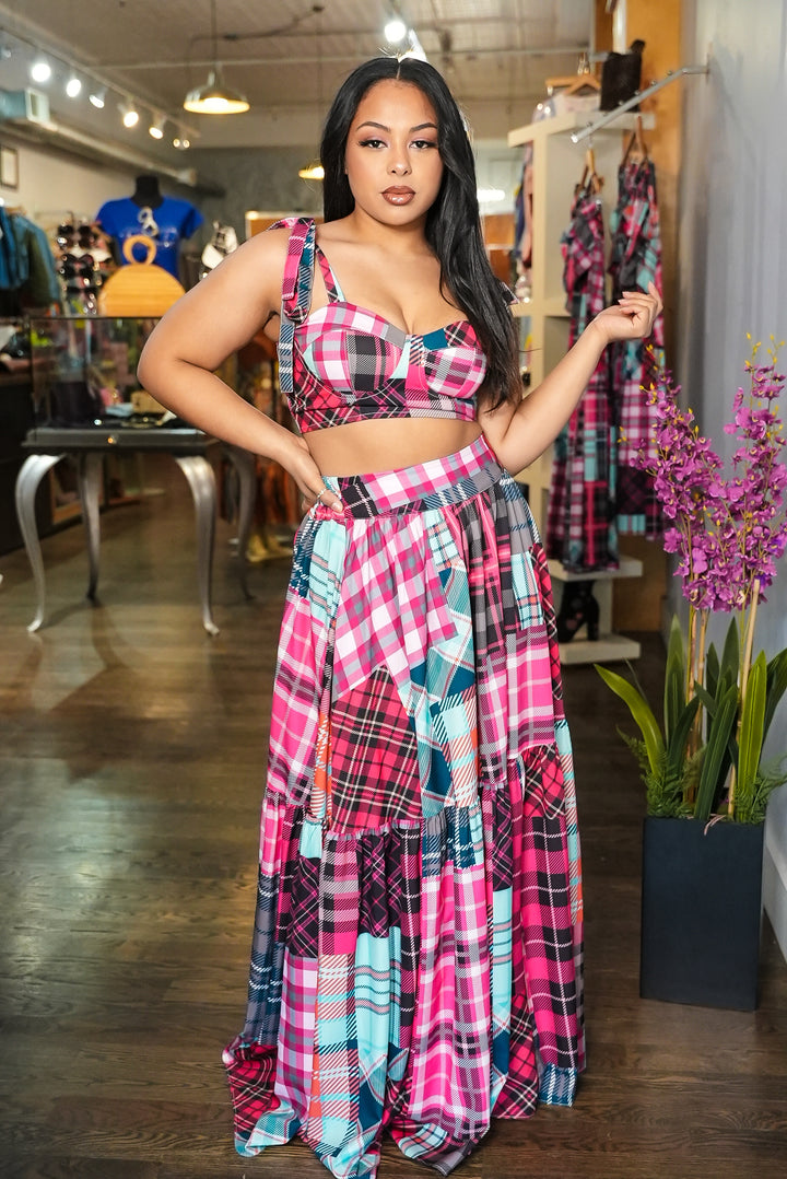 Vista Patchwork Colorful Skirt Set