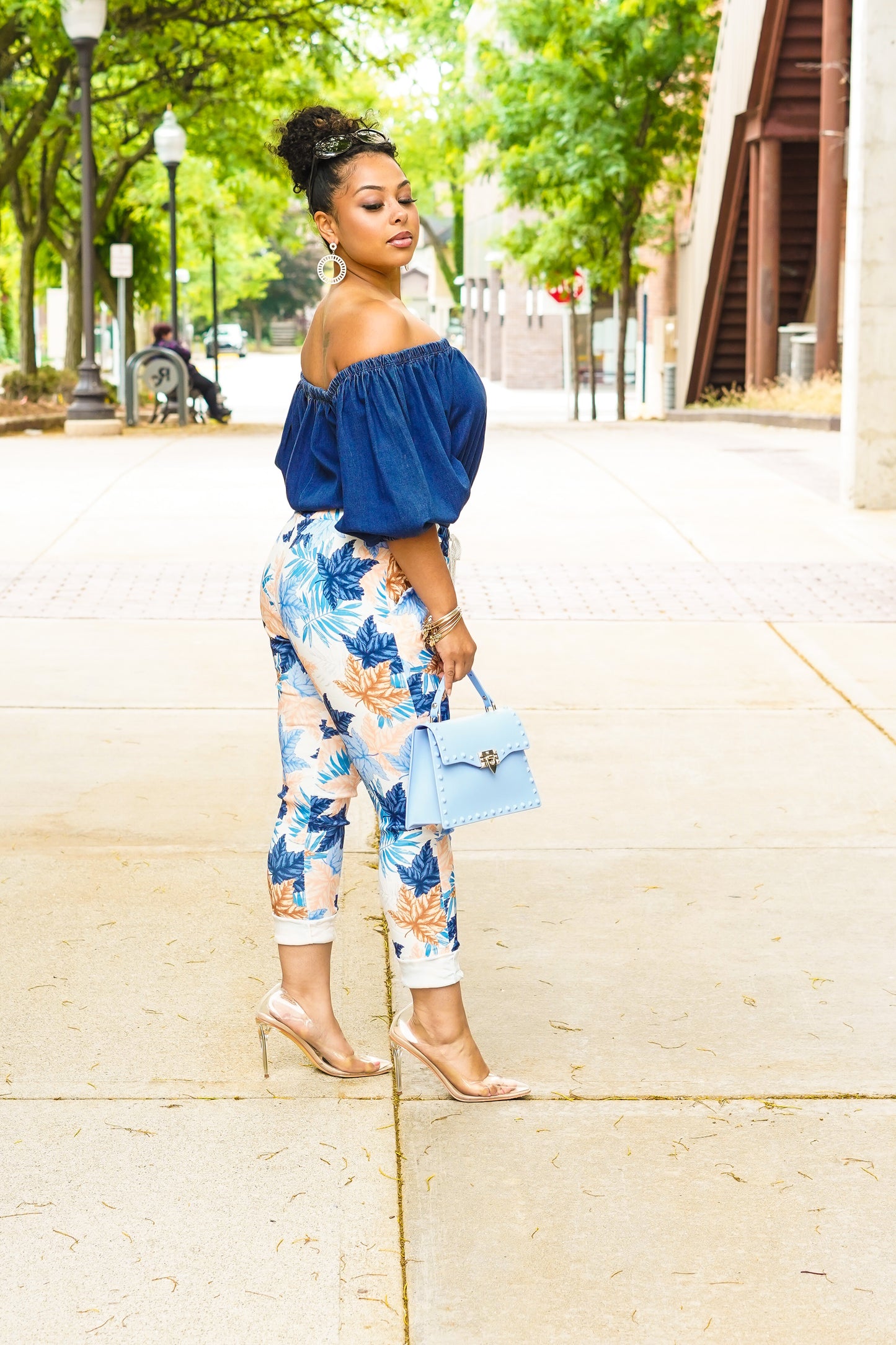 Spring leaves crinkle joggers