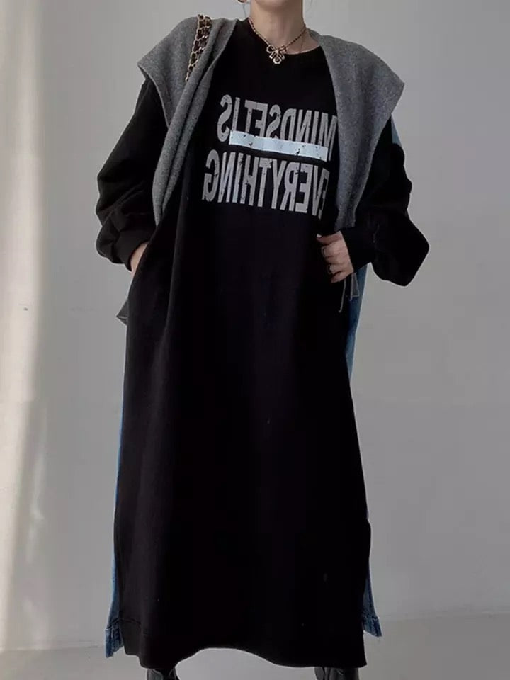 Mindset is Over Everything Denim Mix Dress