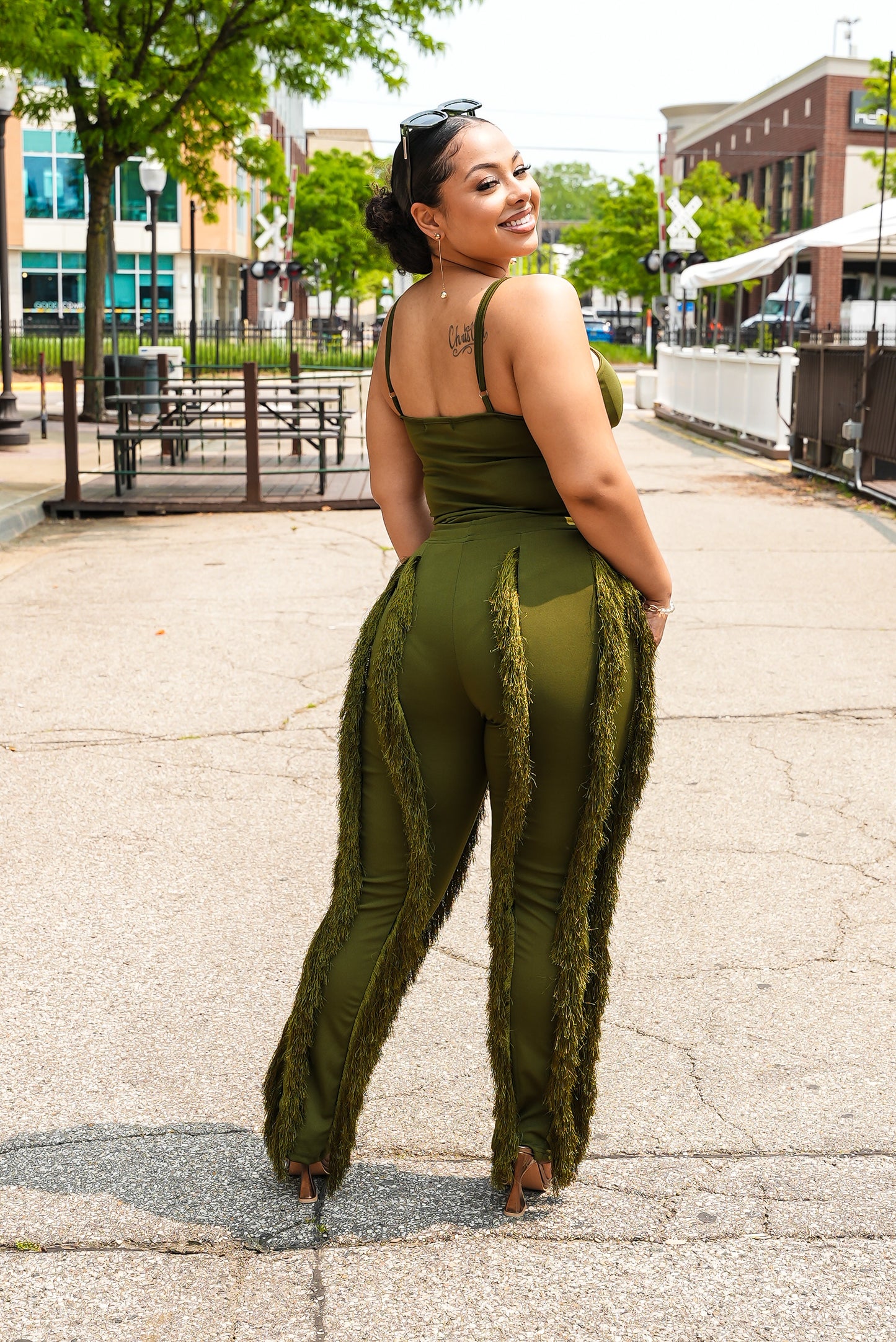 Fringe Fantasy Pants Set (Olive)