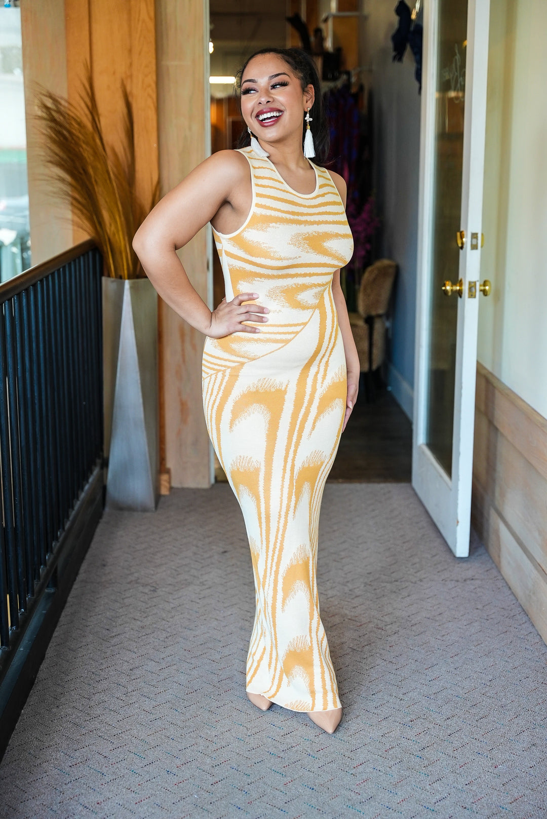 Different Directions Swirl Dress (Fuschia)