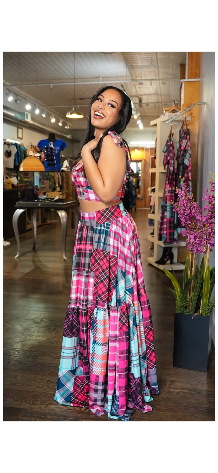 Vista Patchwork Colorful Skirt Set