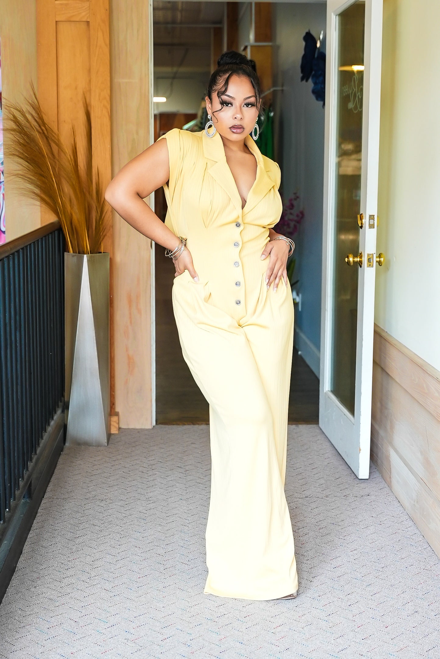 Monie Love Peek a boo Jumpsuit -Yellow