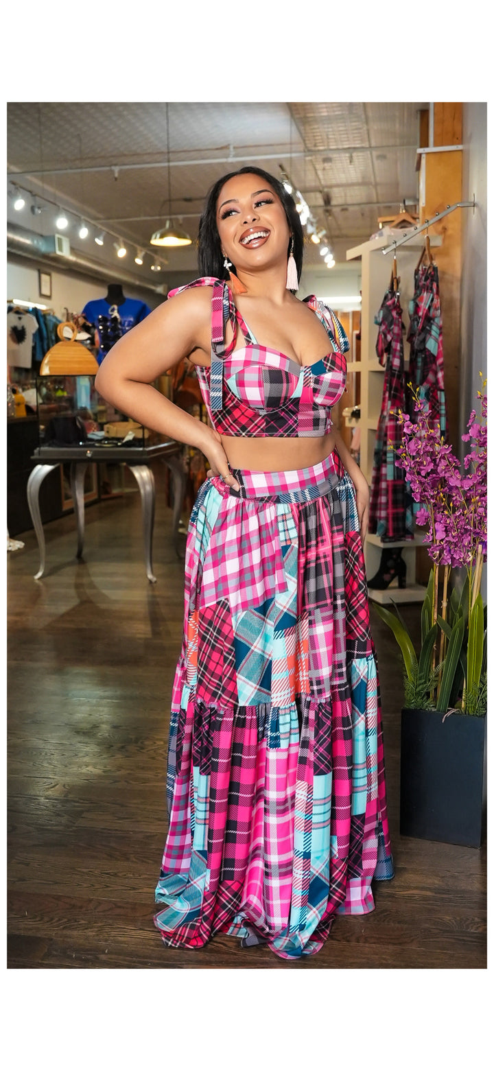 Vista Patchwork Colorful Skirt Set