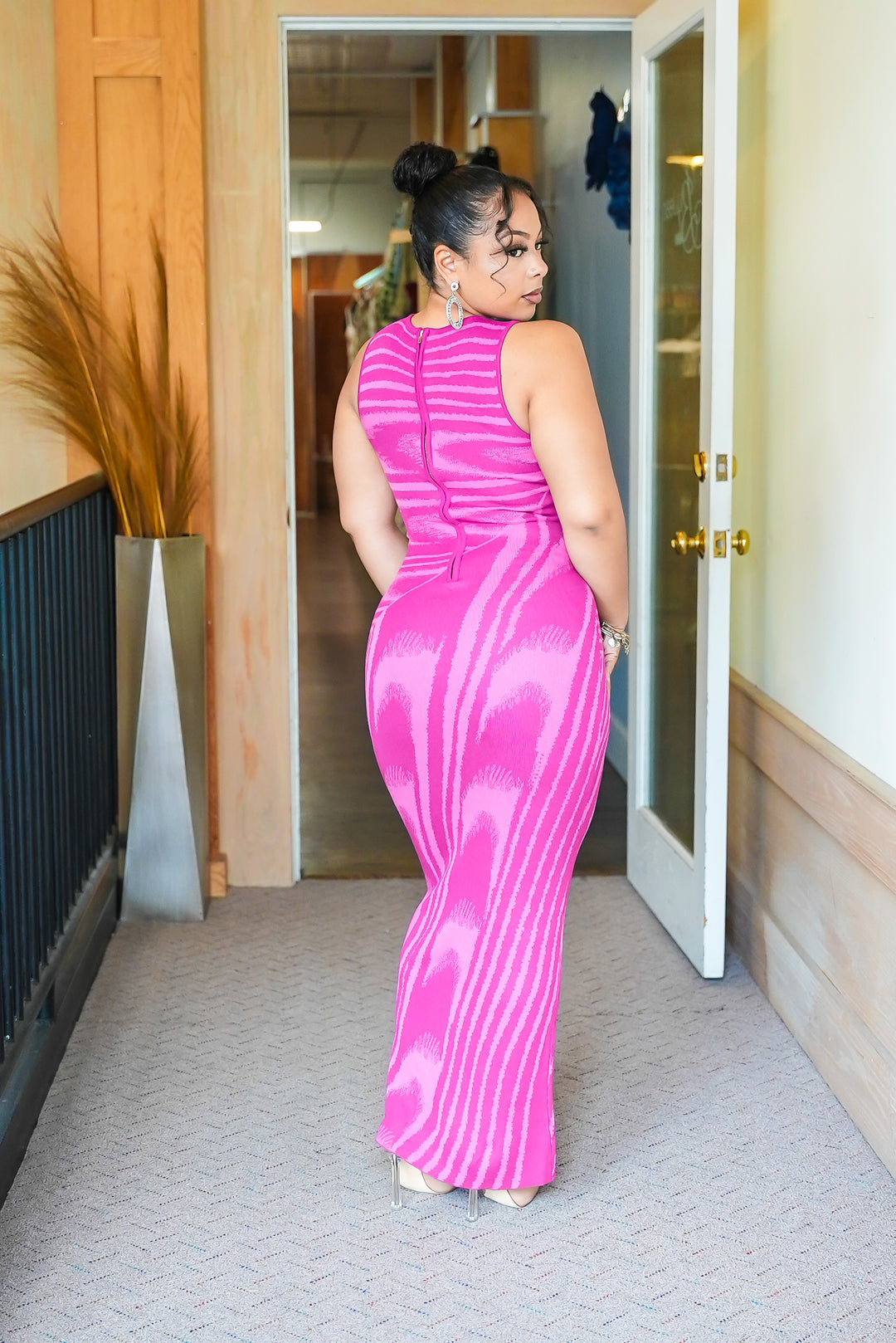 Different Directions Swirl Dress (Fuschia)