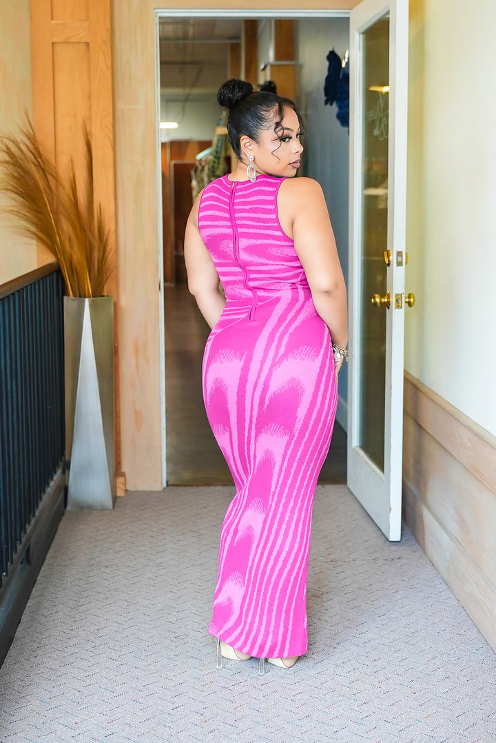 Different Directions Swirl Dress (Fuschia)