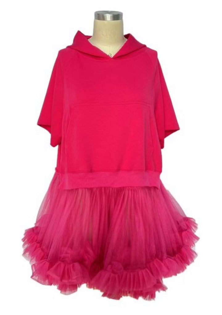 Jalisa2 Tulle Hoodie Top (Avail in Black & Fuchsia)