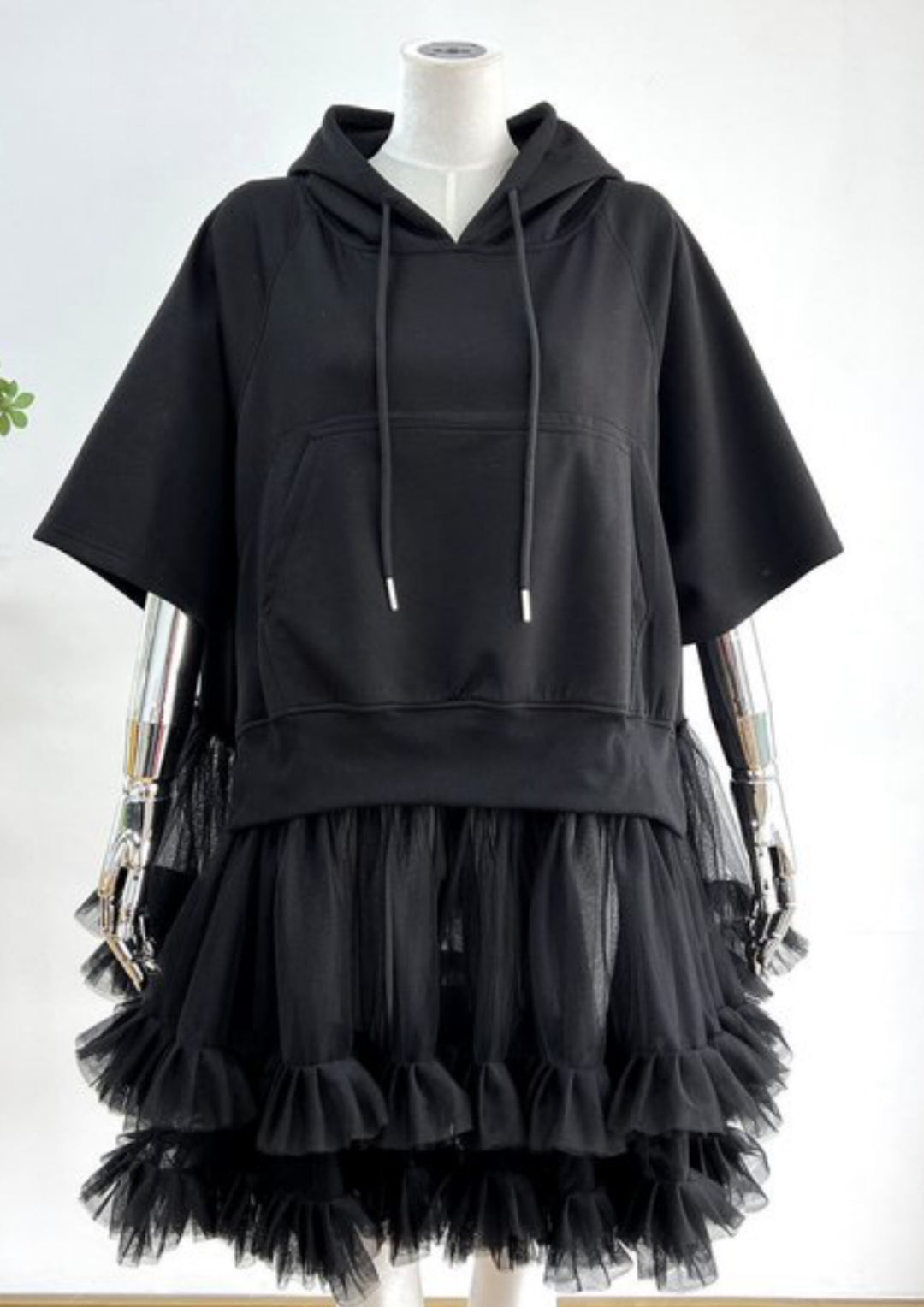 Jalisa2 Tulle Hoodie Top (Avail in Black & Fuchsia)