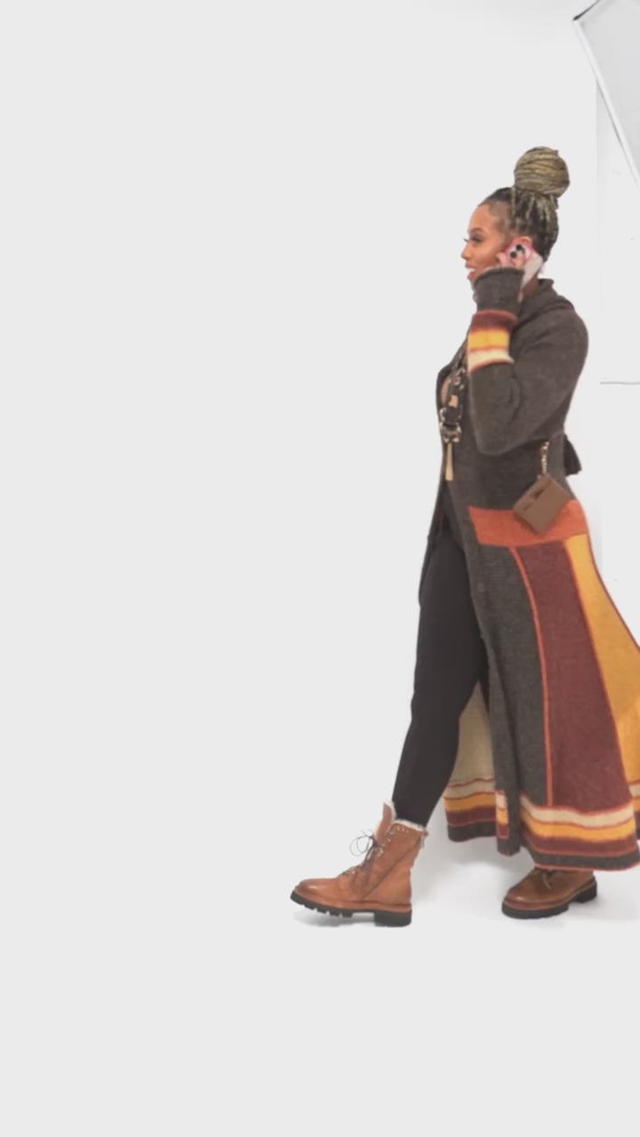 Harlequin Patchwork Cardigan Sweater (Brown)