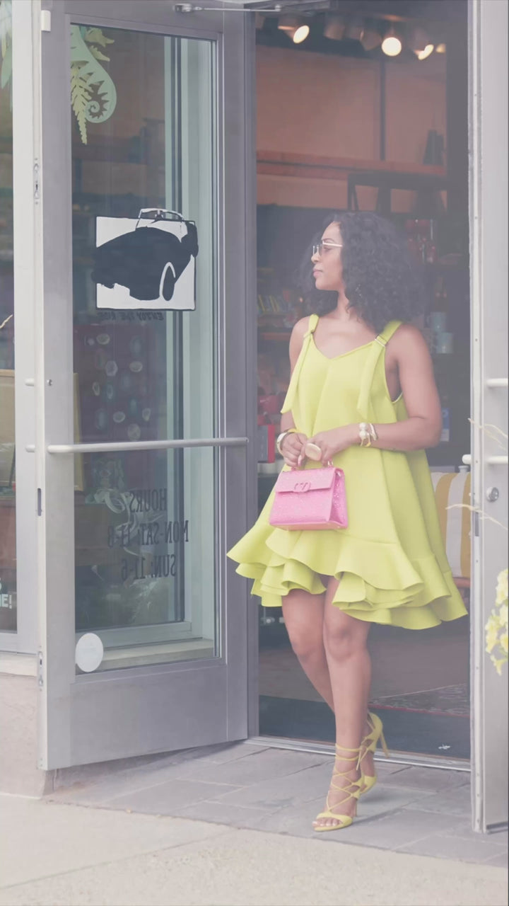 Twirl &amp; Tell Ruffle Swing Dress (Yellow)