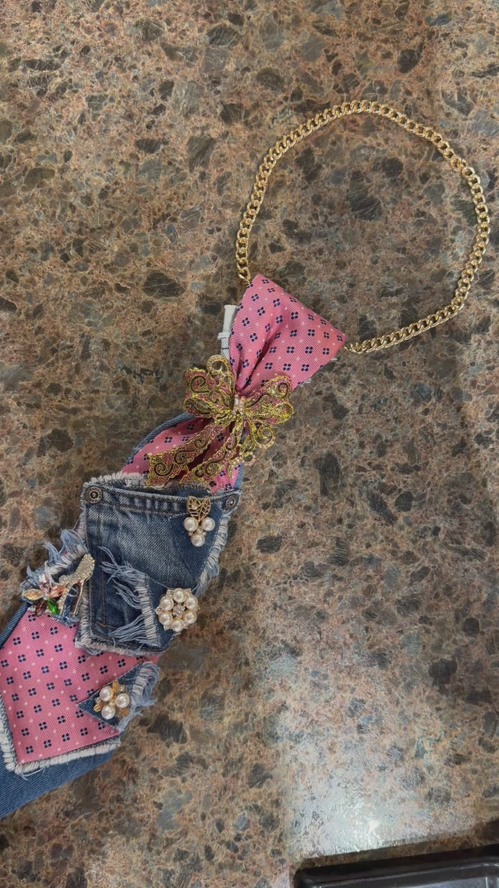 Pink &amp; Blues Denim Necktie