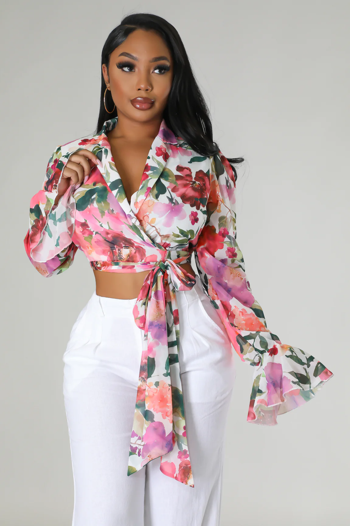 Blossom into spring Flower wrap top (Also Available in Plus)