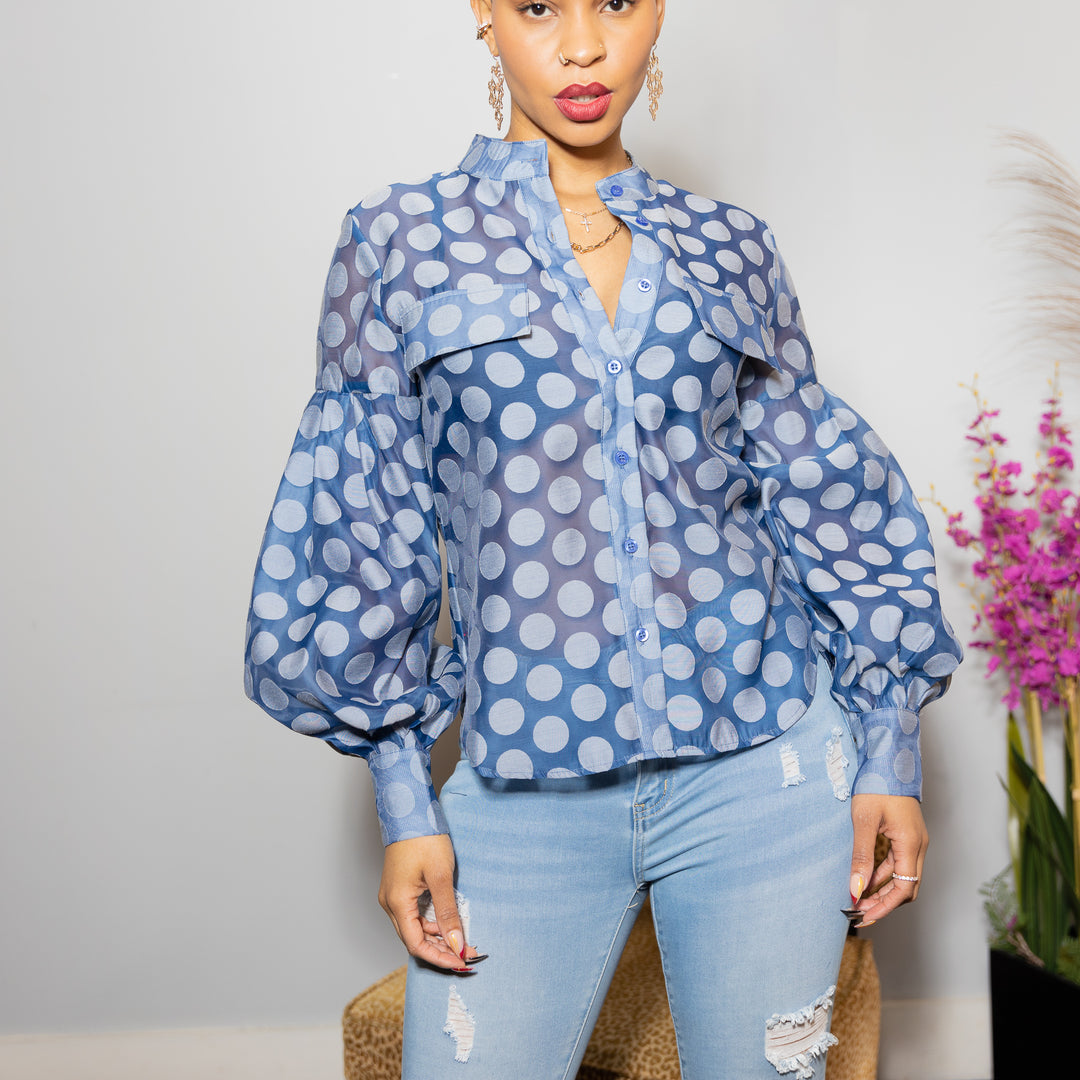 Illusion of Dots2 Long Sleeve Bubble Top