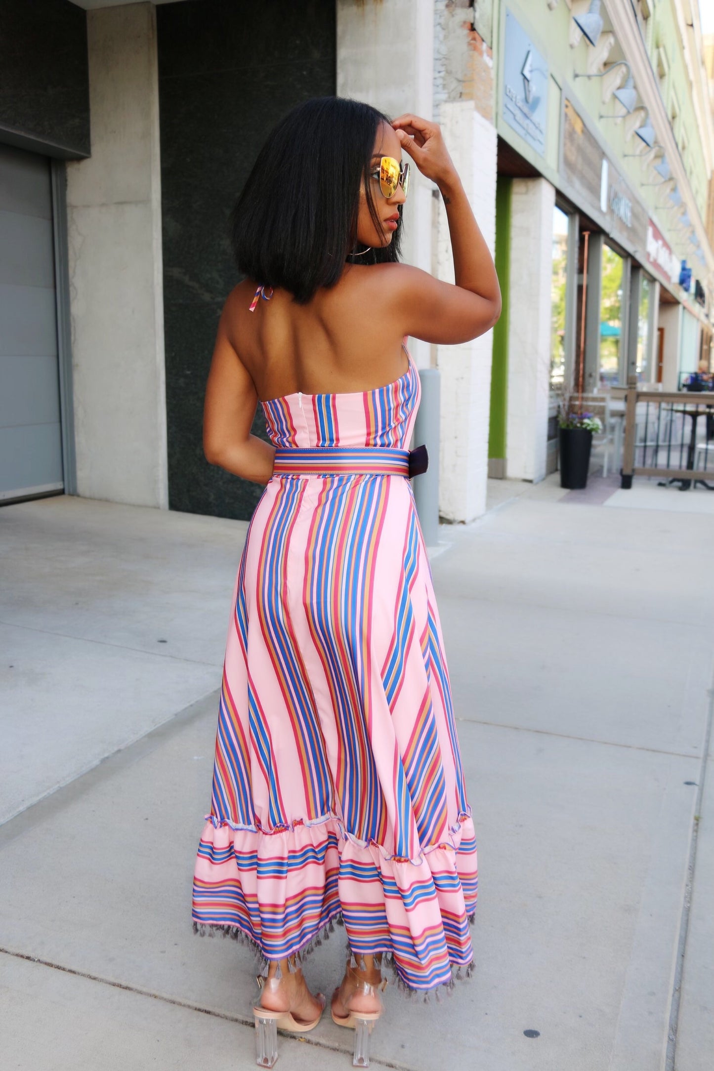 Angelina Backless Belted Maxi Dress