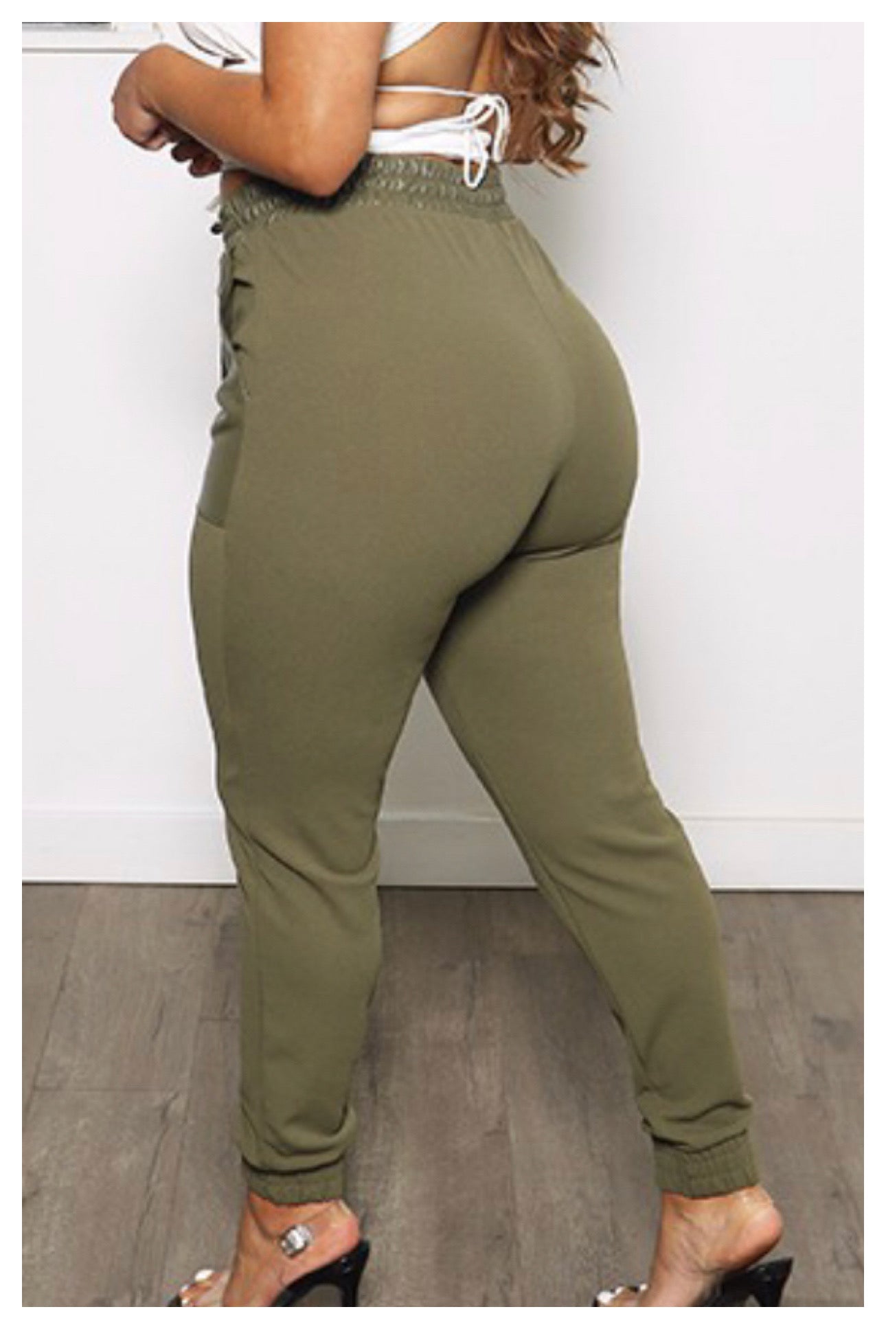 Two Patch Faux Leather Jogger