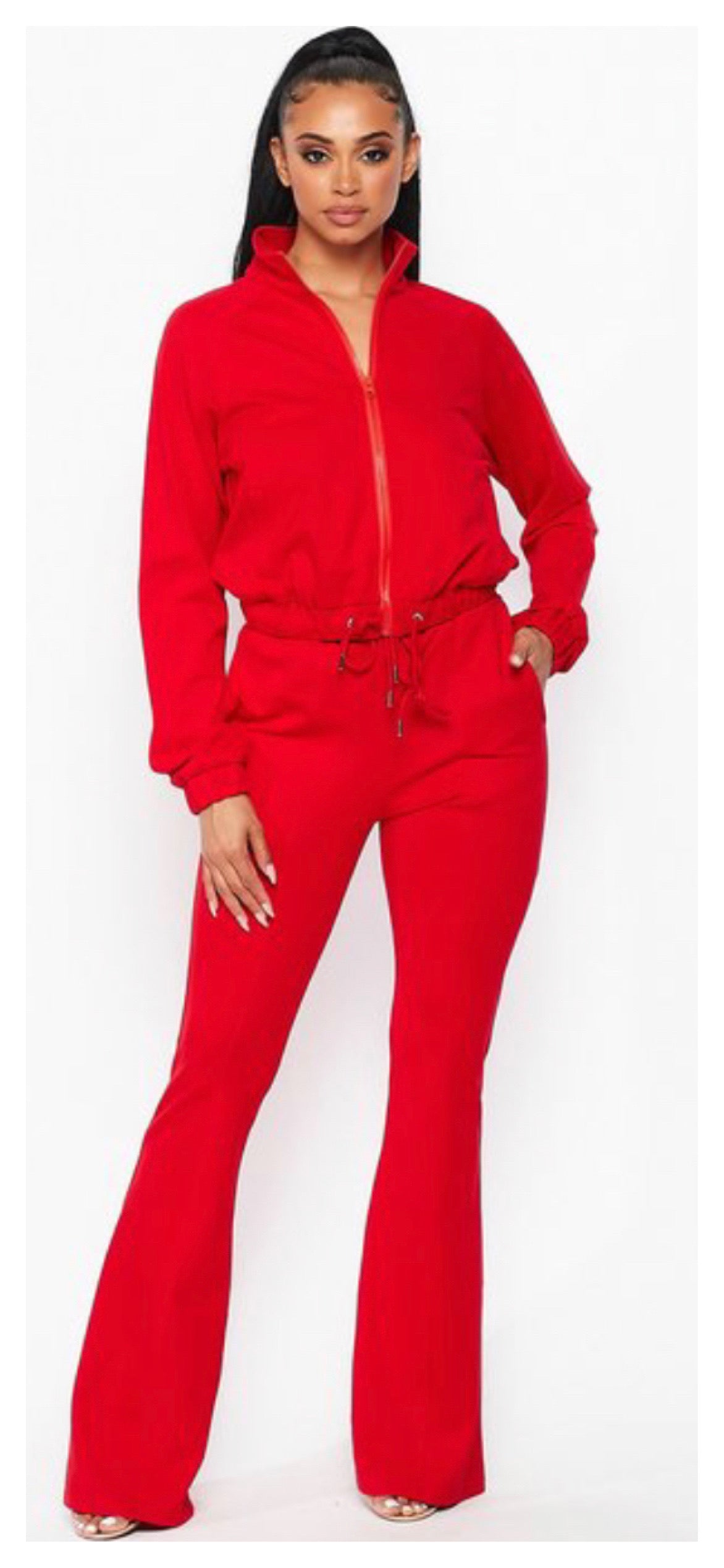 Alexis Flare 2pc Jogger Set (Red)