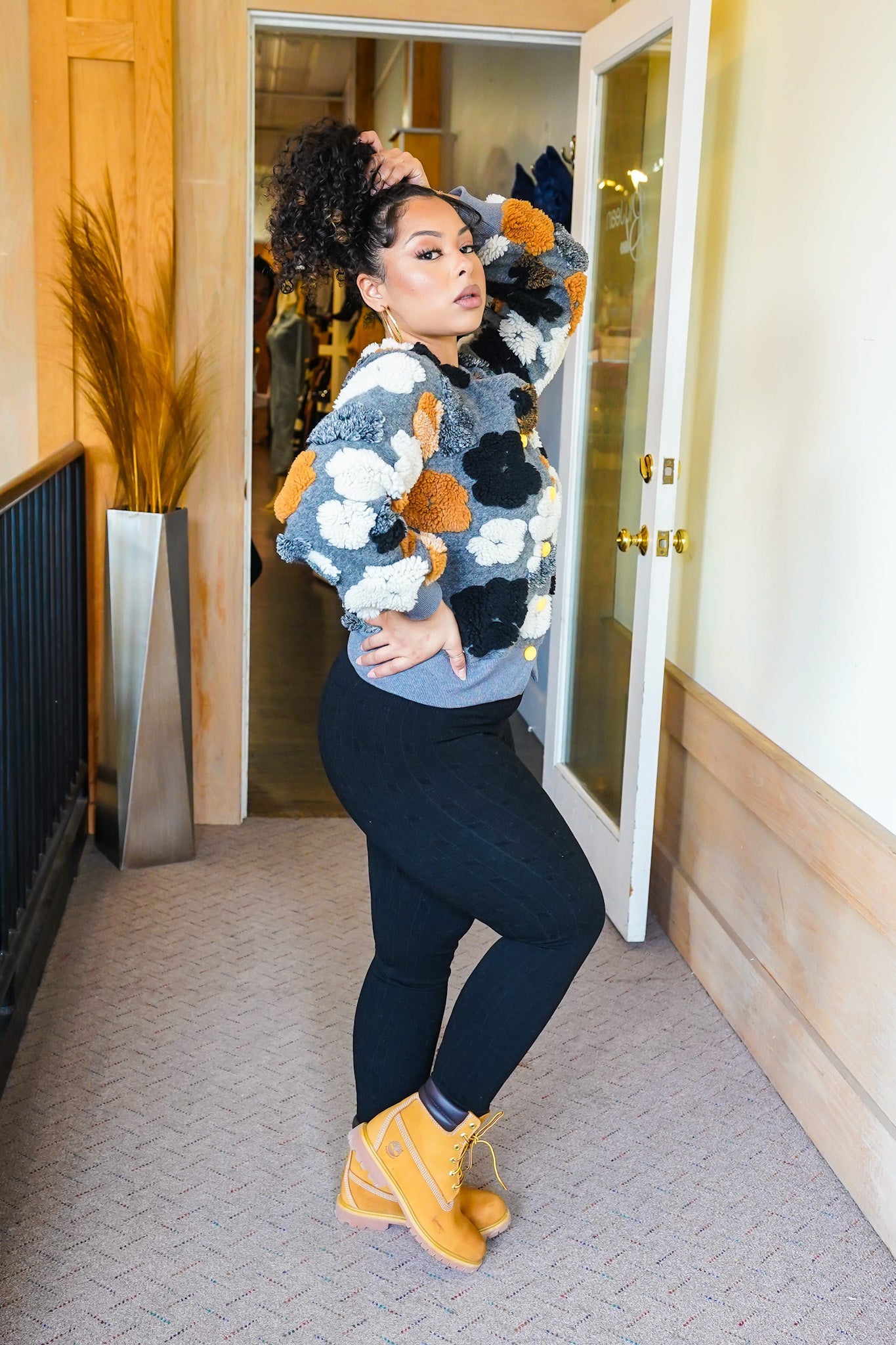 Flower Days Short Jacket (Grey/Tan/Ivory)