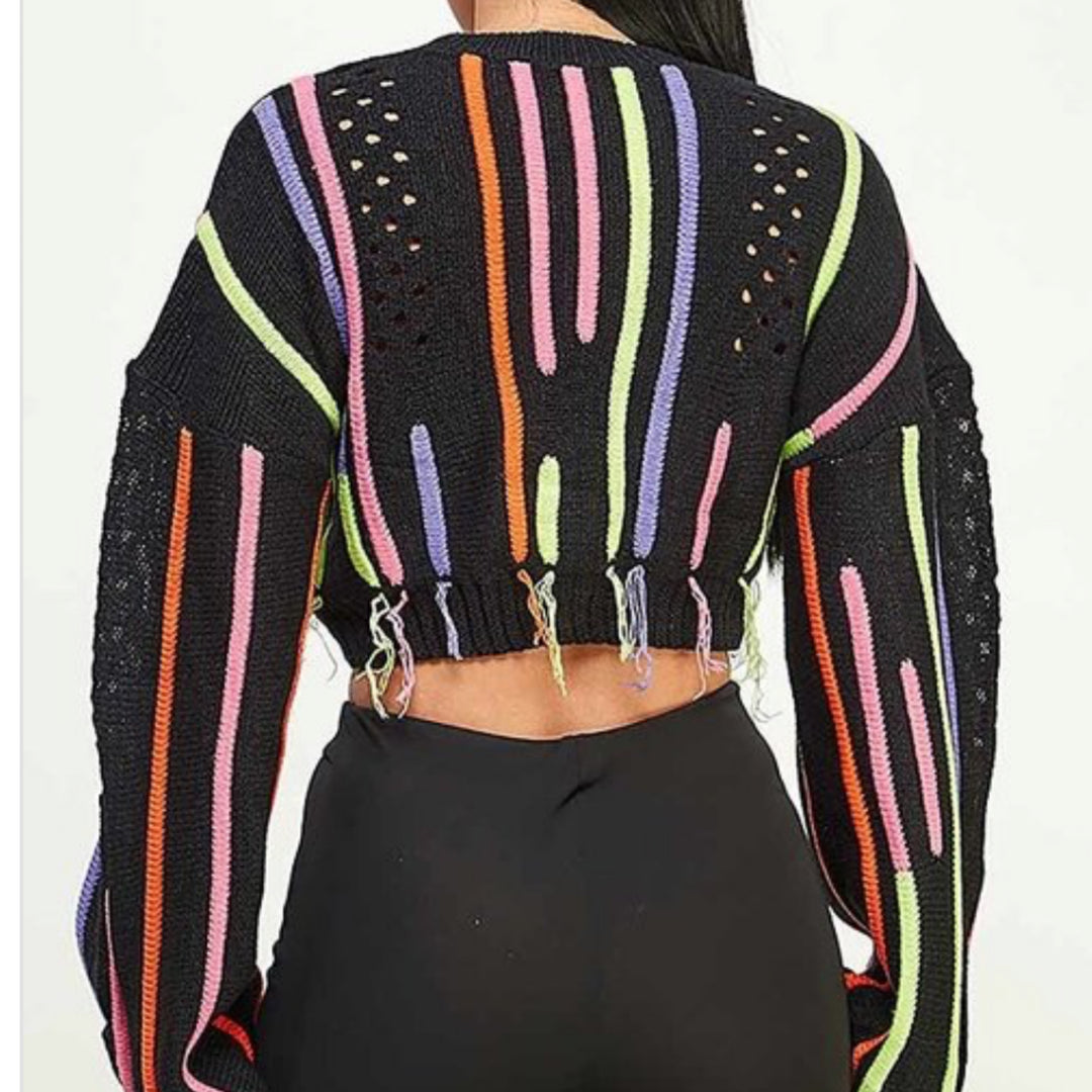 Colors strings crop sweater