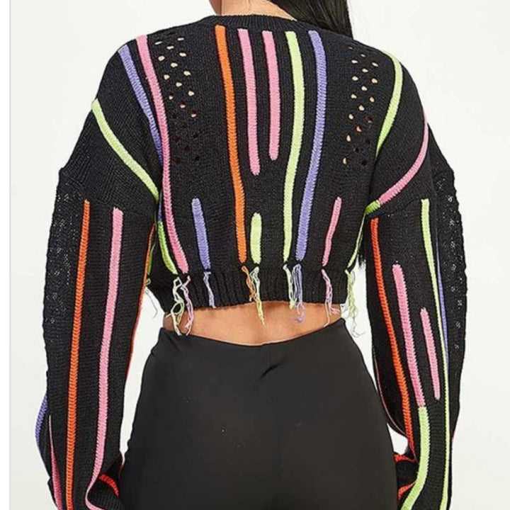 Colors strings crop sweater