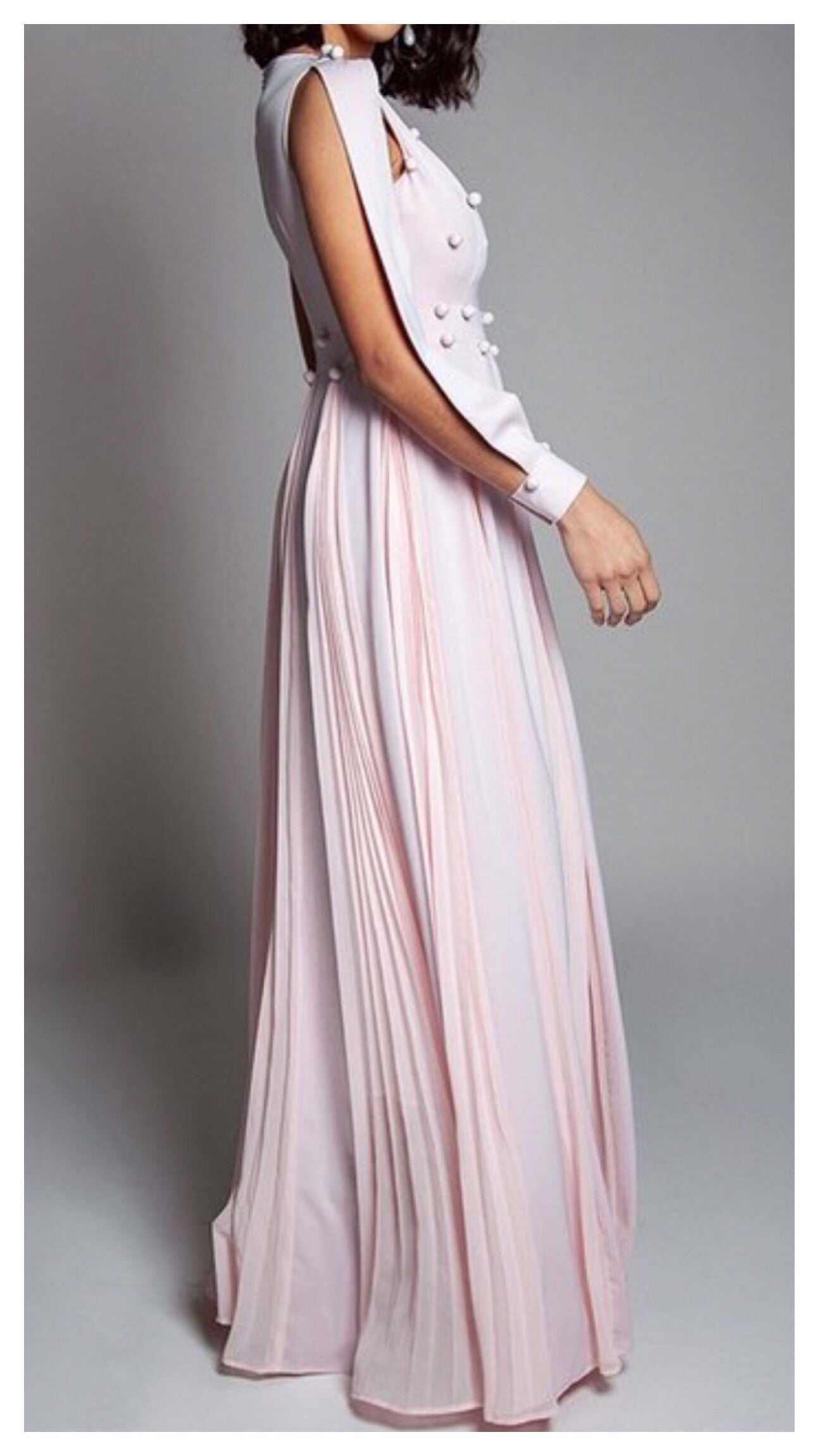 Pink Waves Long Maxi Open Arm Dress