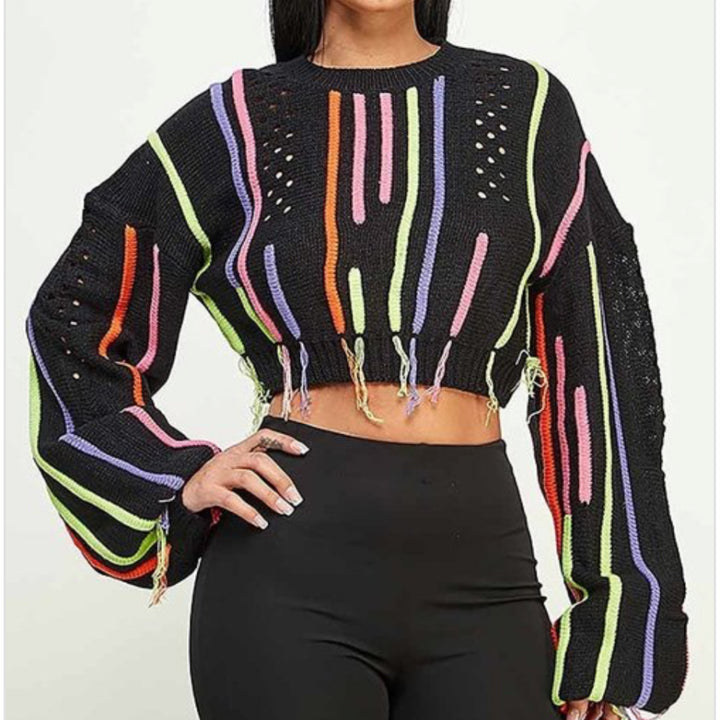 Colors strings crop sweater