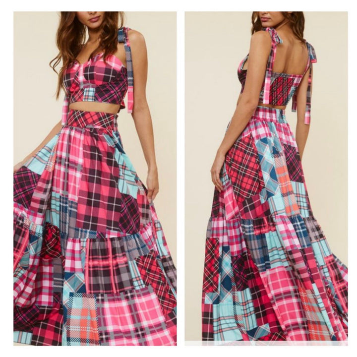Vista Patchwork Colorful Skirt Set