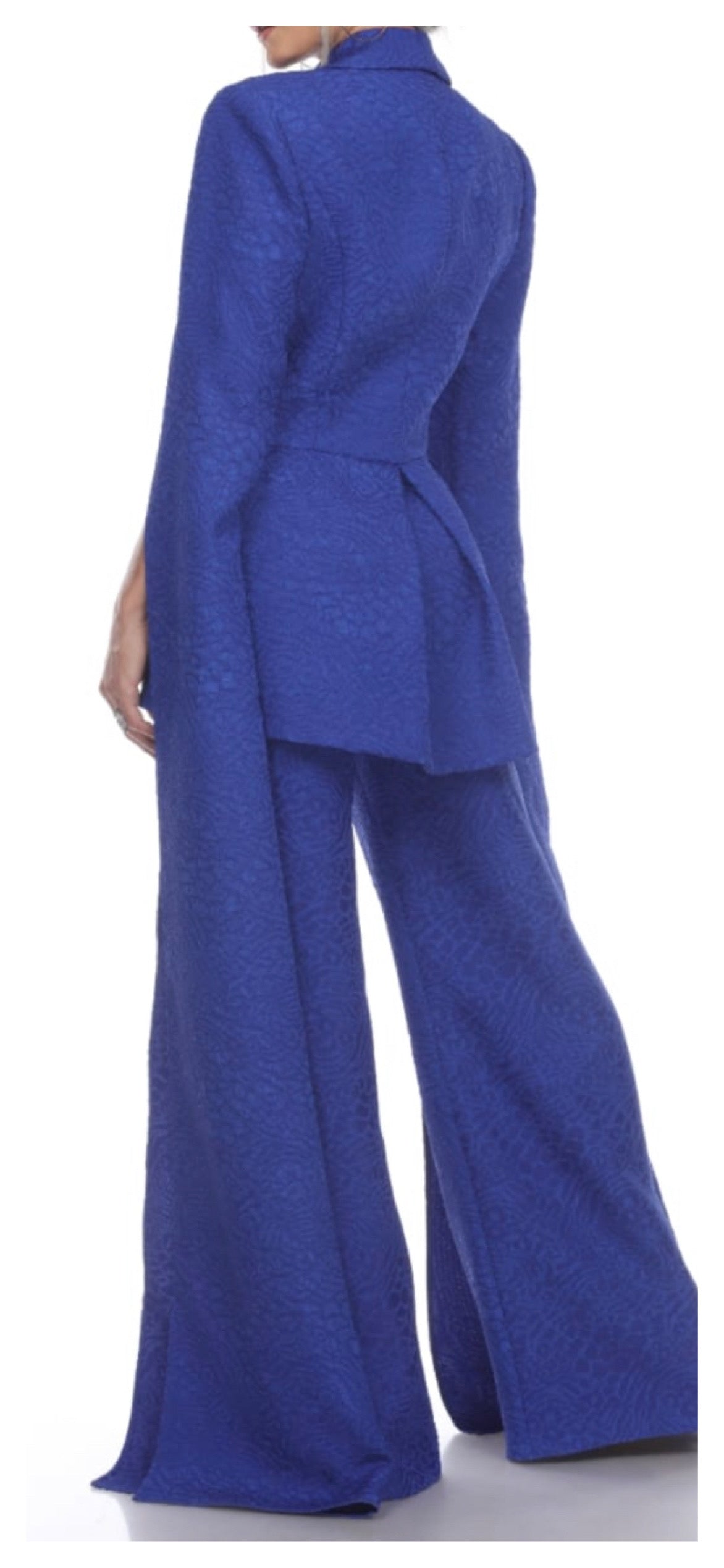 Royal blue printed top with pants - set of two